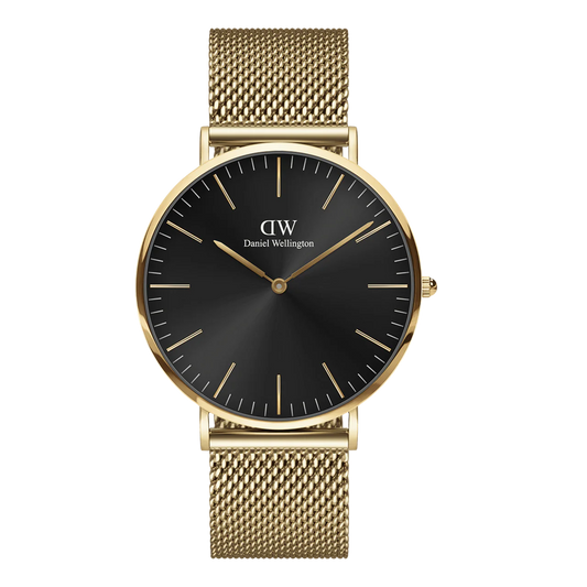 Daniel Wellington Petite Sheffield Rose Set | Black Dial & Gold Mesh