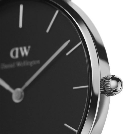 Daniel Wellington Iconic Silver Noir Set | Black Dial & Silver Mesh