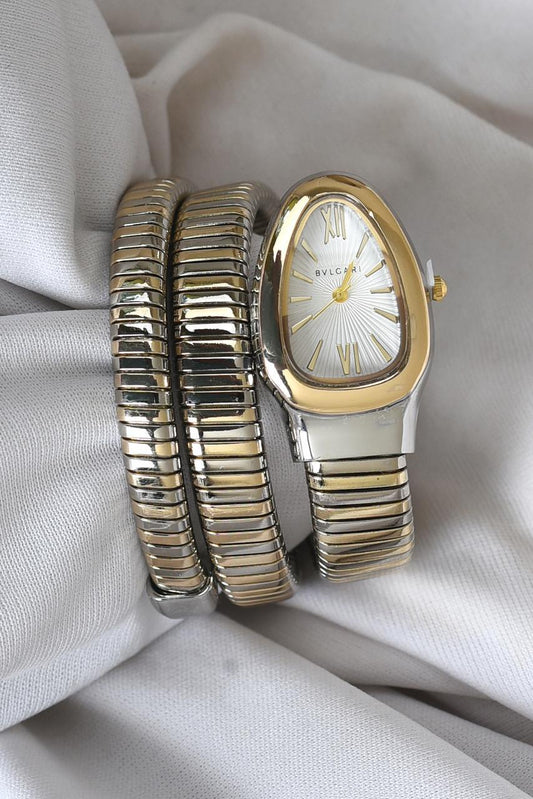 BVL SERPENTINE - Two Tone - Gold STRAP SPIRAL - Black Dial
