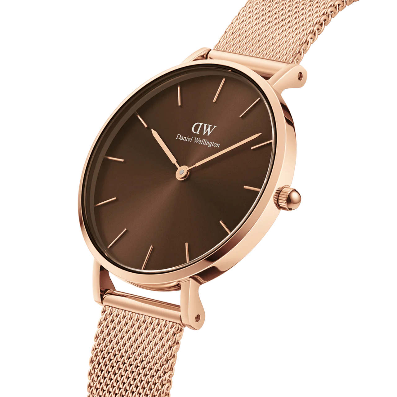 Daniel Wellington Petite Amber Brown Set | Rose Gold Mesh