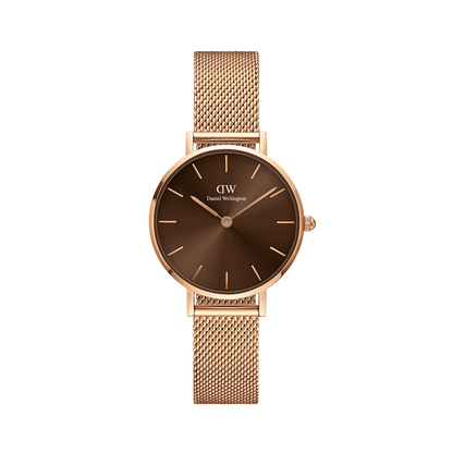 Daniel Wellington Petite Amber Brown Set | Rose Gold Mesh