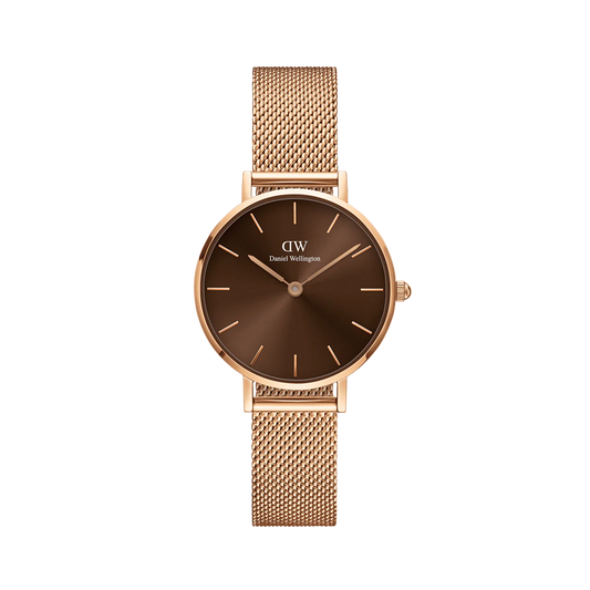 Daniel Wellington Petite Amber Brown Set | Rose Gold Mesh