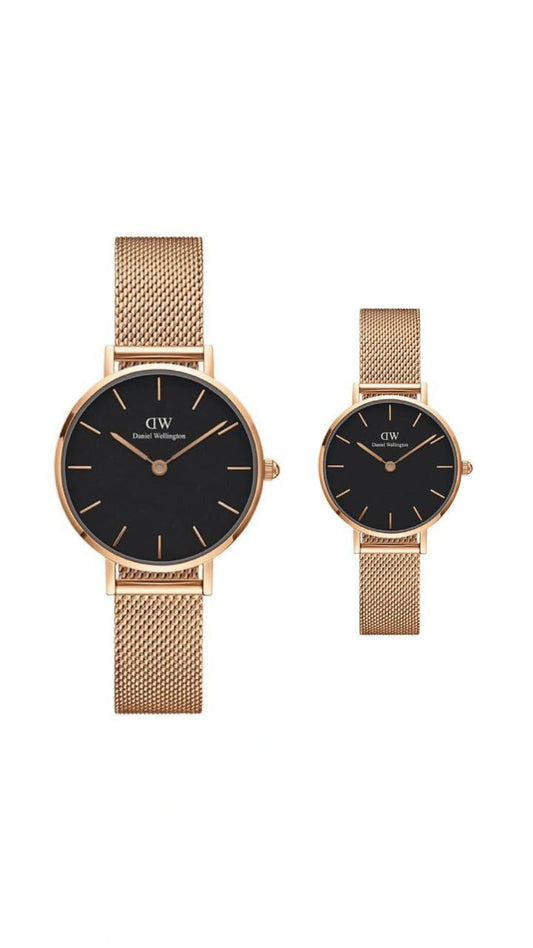 Daniel Wellington Classic Petite Gold Set | Black Dial Edition