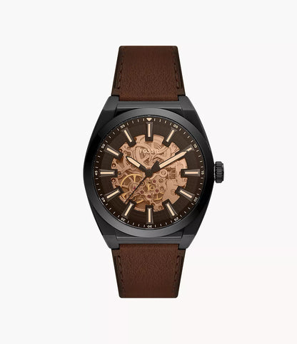 Fossil Everett Automatic Dark Brown LiteHide Leather Watch