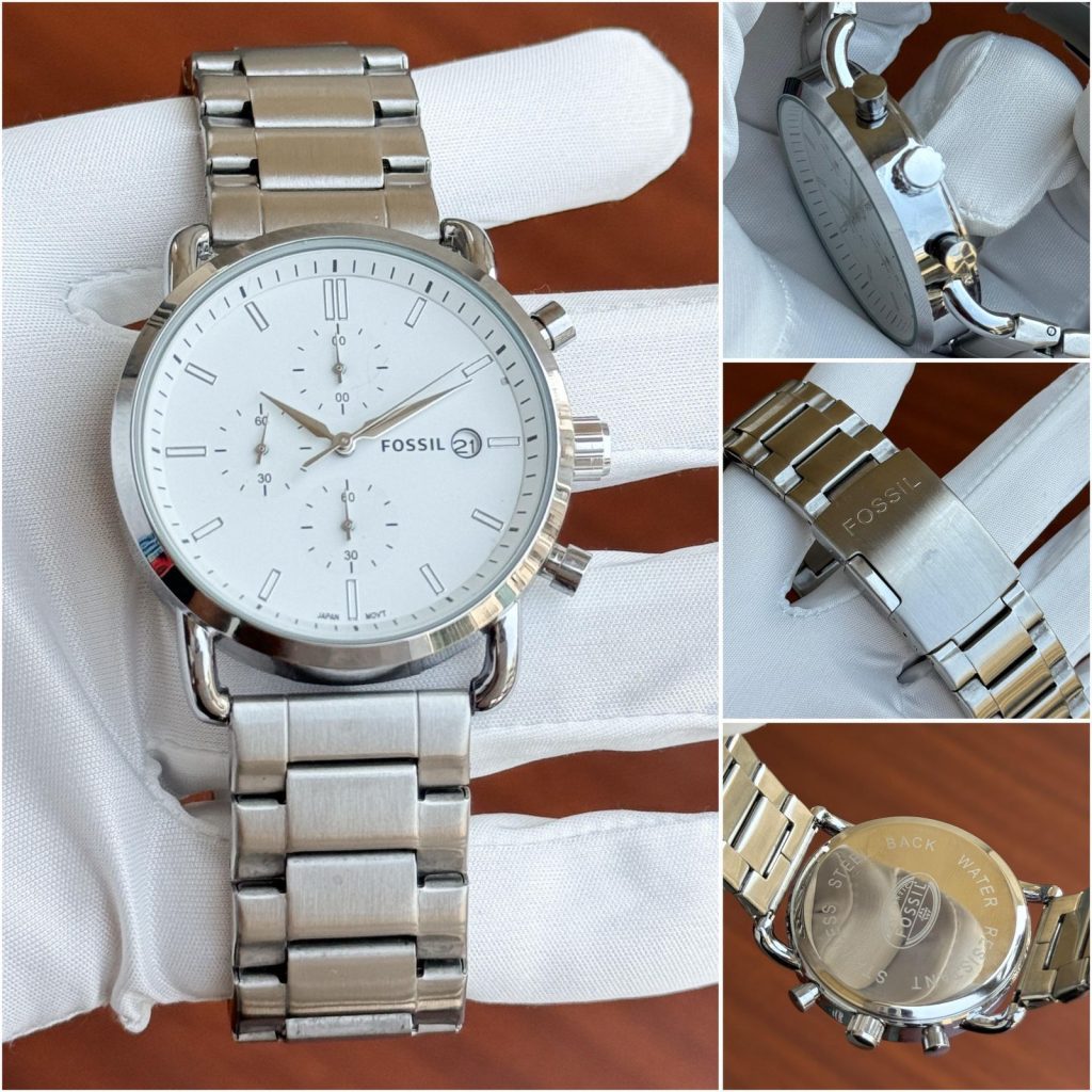 Fossil Silver Stainless Steel Strap White Dial