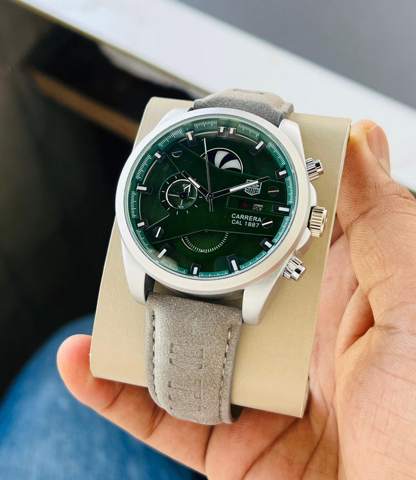 Tag Heuer Carrera Cal 1887 - Green White Leather Belt – Watch Zone