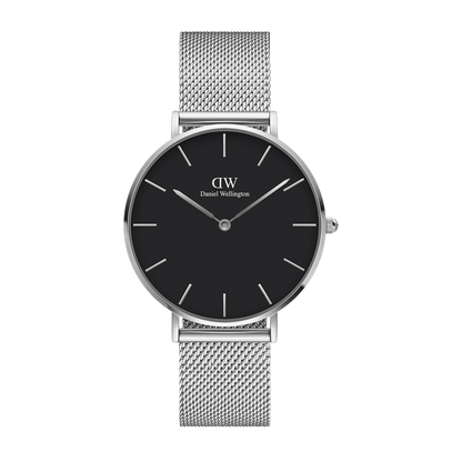 Daniel Wellington Iconic Silver Noir Set | Black Dial & Silver Mesh