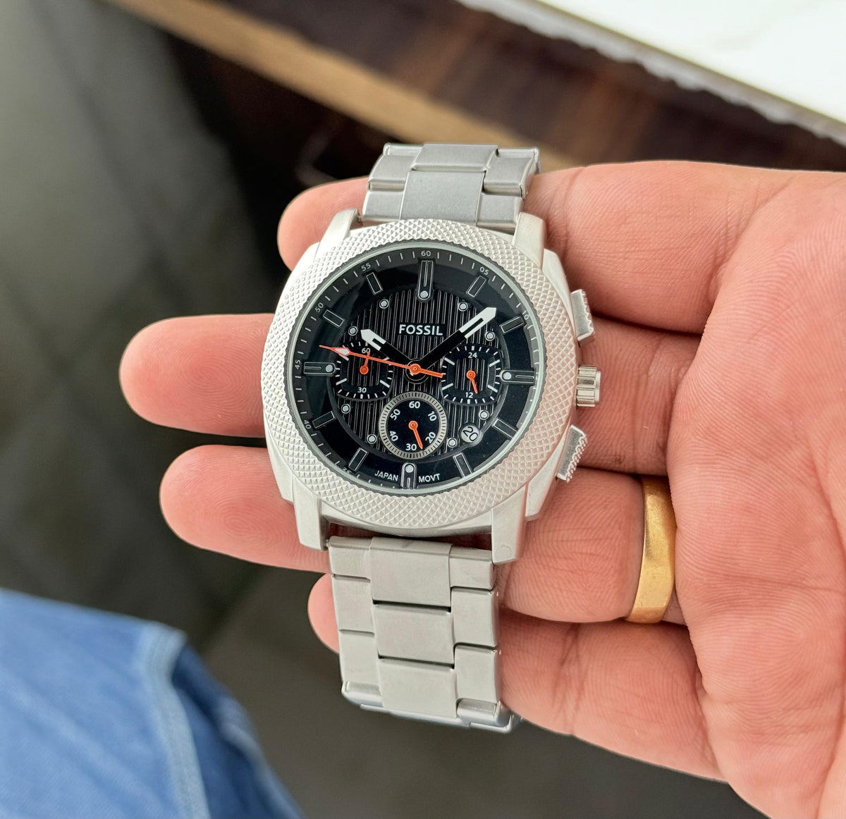 Fossil Metal Silver-Black  FS6059 Model (Matt finish)