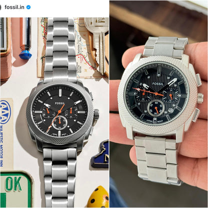 Fossil Metal Silver-Black  FS6059 Model (Matt finish)