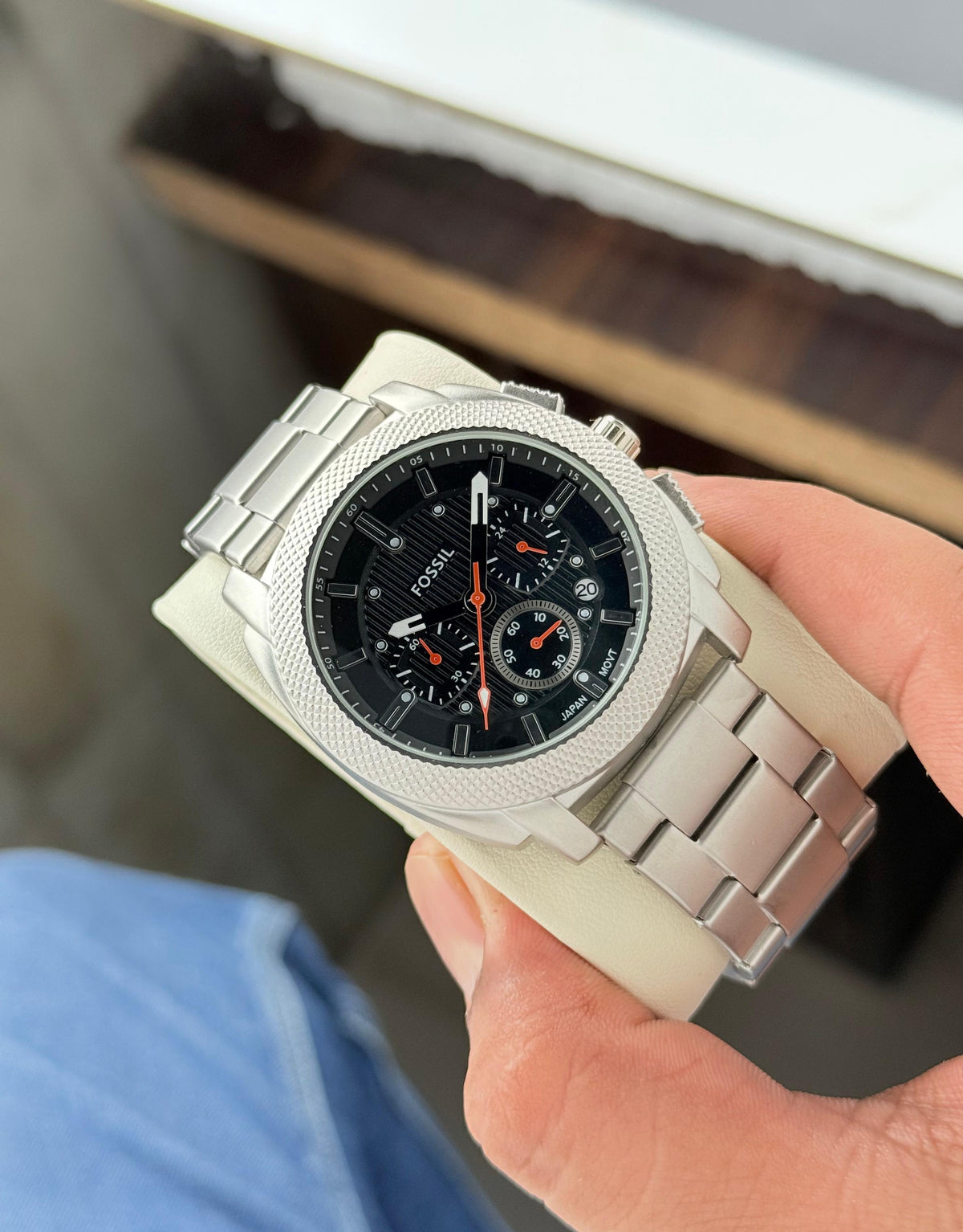 Fossil Metal Silver-Black  FS6059 Model (Matt finish)