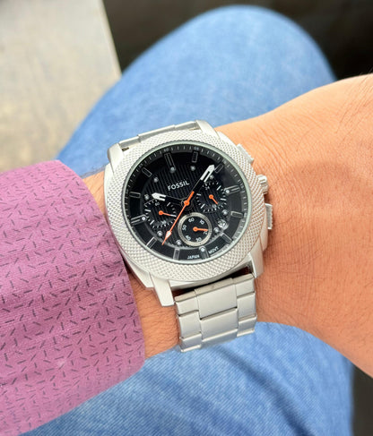 Fossil Metal Silver-Black  FS6059 Model (Matt finish)