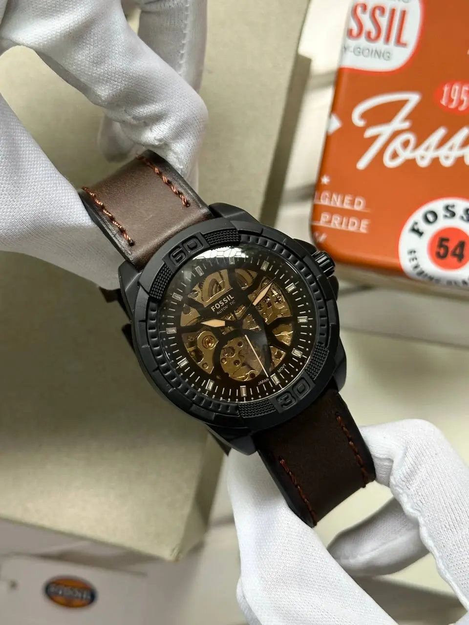 Fossil Brown leather Automatic  Me3219